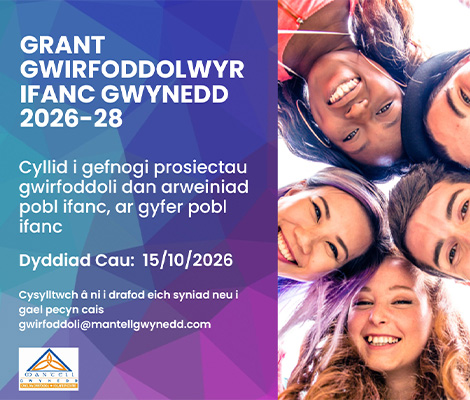 Poster Grant Gwirfoddolwyr Ifanc Gwynedd 2026-28